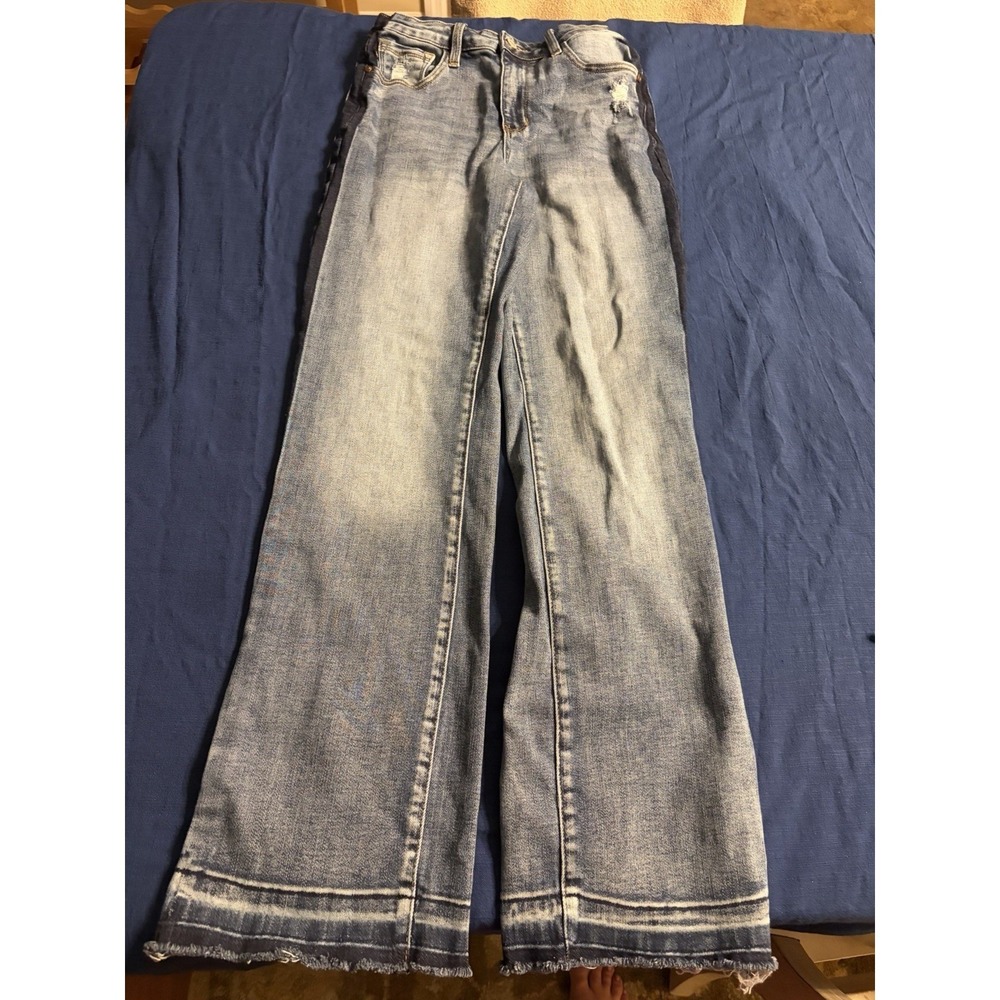 Judy Blue Jeans Womens 7 28 Blue Skinny Fit Distressed Frayed Hem Control Top
